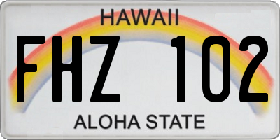 HI license plate FHZ102