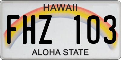 HI license plate FHZ103