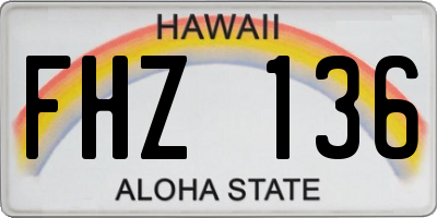 HI license plate FHZ136