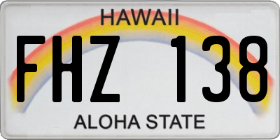 HI license plate FHZ138