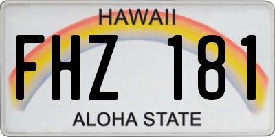 HI license plate FHZ181