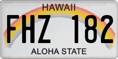 HI license plate FHZ182