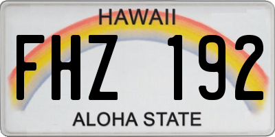 HI license plate FHZ192