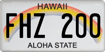 HI license plate FHZ200