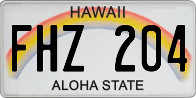 HI license plate FHZ204