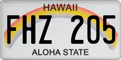HI license plate FHZ205