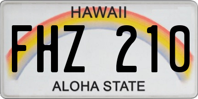 HI license plate FHZ210