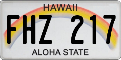 HI license plate FHZ217