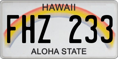 HI license plate FHZ233