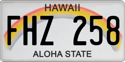 HI license plate FHZ258