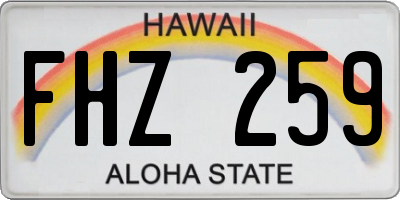 HI license plate FHZ259