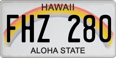 HI license plate FHZ280