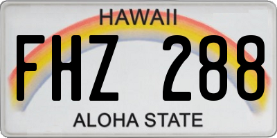 HI license plate FHZ288