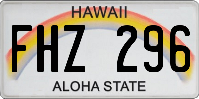 HI license plate FHZ296