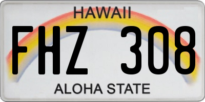 HI license plate FHZ308