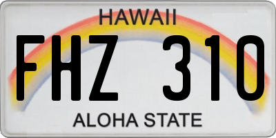 HI license plate FHZ310