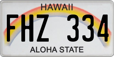 HI license plate FHZ334