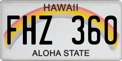HI license plate FHZ360
