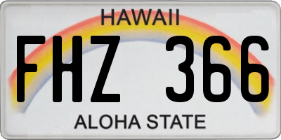 HI license plate FHZ366