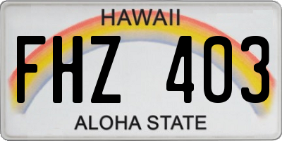 HI license plate FHZ403