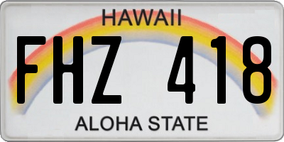 HI license plate FHZ418