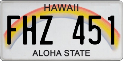 HI license plate FHZ451