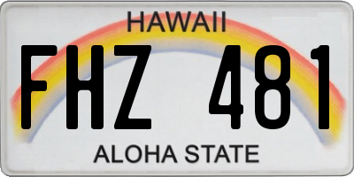 HI license plate FHZ481