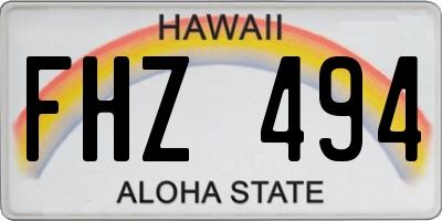 HI license plate FHZ494