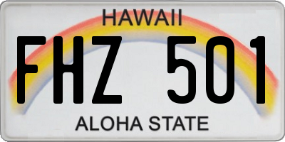 HI license plate FHZ501
