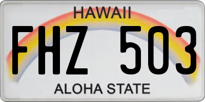 HI license plate FHZ503