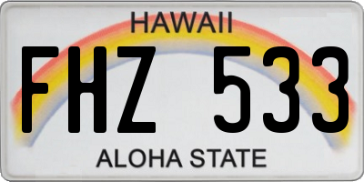 HI license plate FHZ533