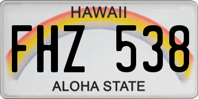 HI license plate FHZ538