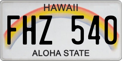 HI license plate FHZ540