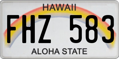 HI license plate FHZ583