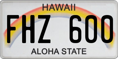 HI license plate FHZ600