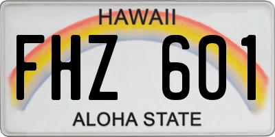 HI license plate FHZ601