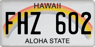 HI license plate FHZ602