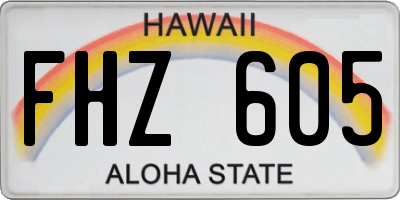 HI license plate FHZ605