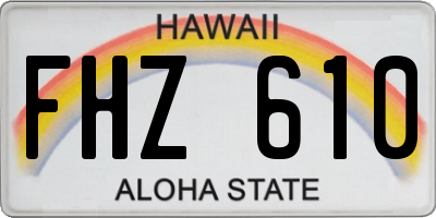 HI license plate FHZ610