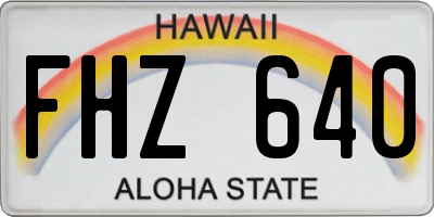 HI license plate FHZ640