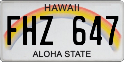 HI license plate FHZ647