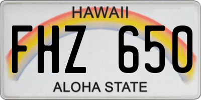 HI license plate FHZ650