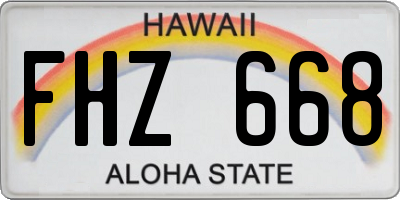 HI license plate FHZ668