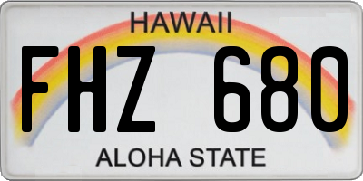 HI license plate FHZ680