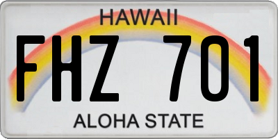 HI license plate FHZ701