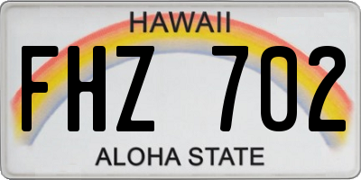 HI license plate FHZ702