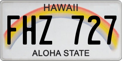 HI license plate FHZ727