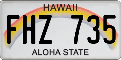 HI license plate FHZ735