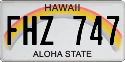 HI license plate FHZ747