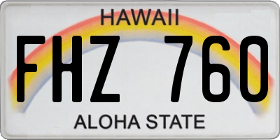 HI license plate FHZ760